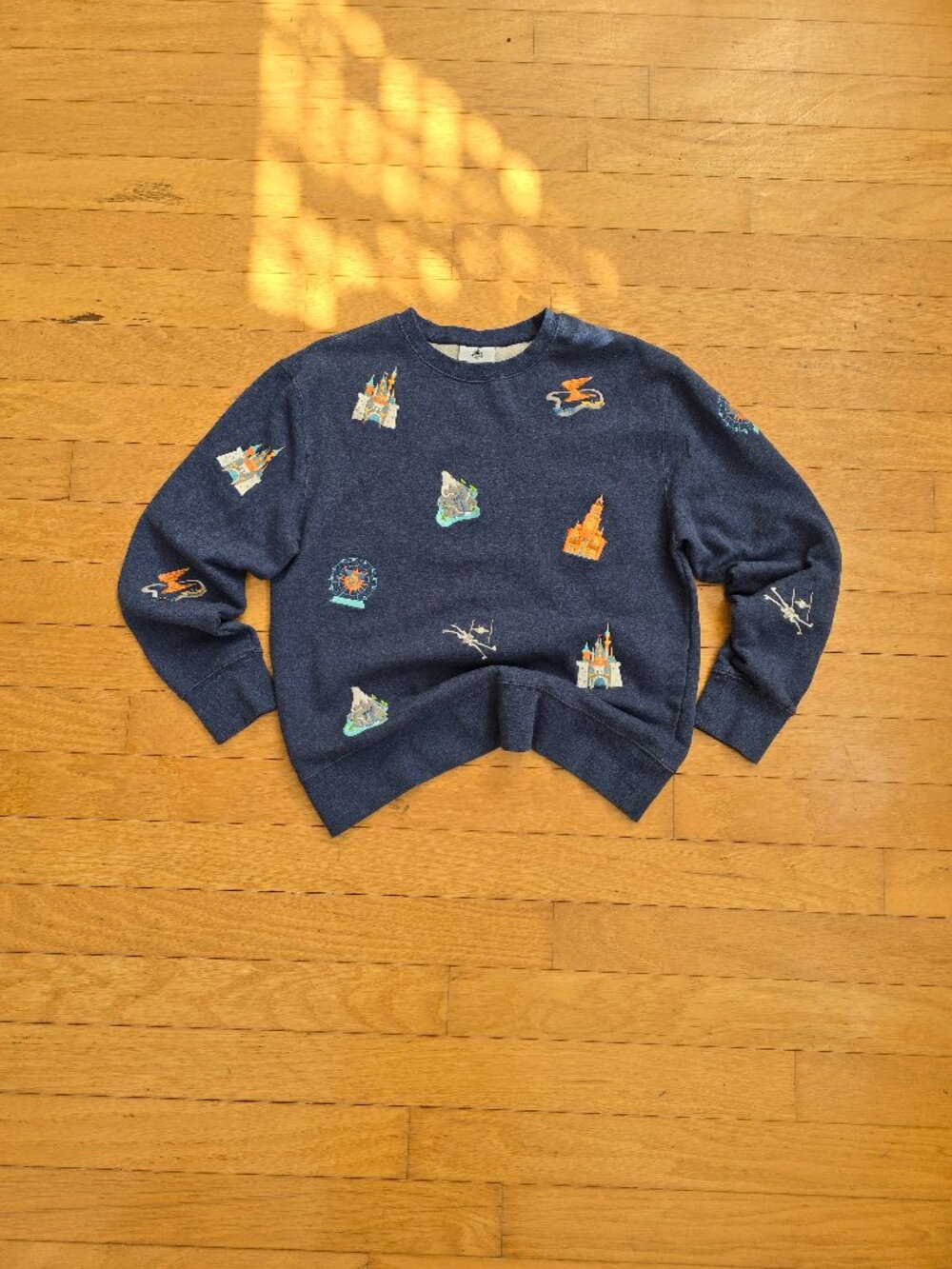 Disneyland | 'Park Life' Heather blue embroidered park icons crewneck | WMS M